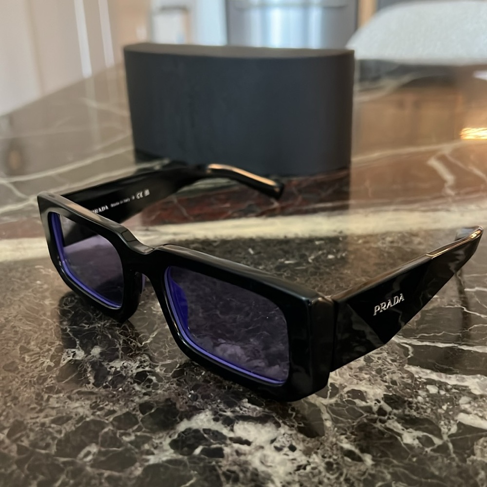 Prada Sunglasses Black with Purple Tinted Lenses w/ Case